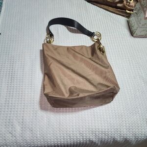 JPK PARIS PARIS 75  NWOT BEIGE TAN NYLON LARGE SHOULDER BAG. HEAVY DUTY HARDWARE
